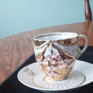 Victorian Fancy Luster Mustache cup and Saucer Set